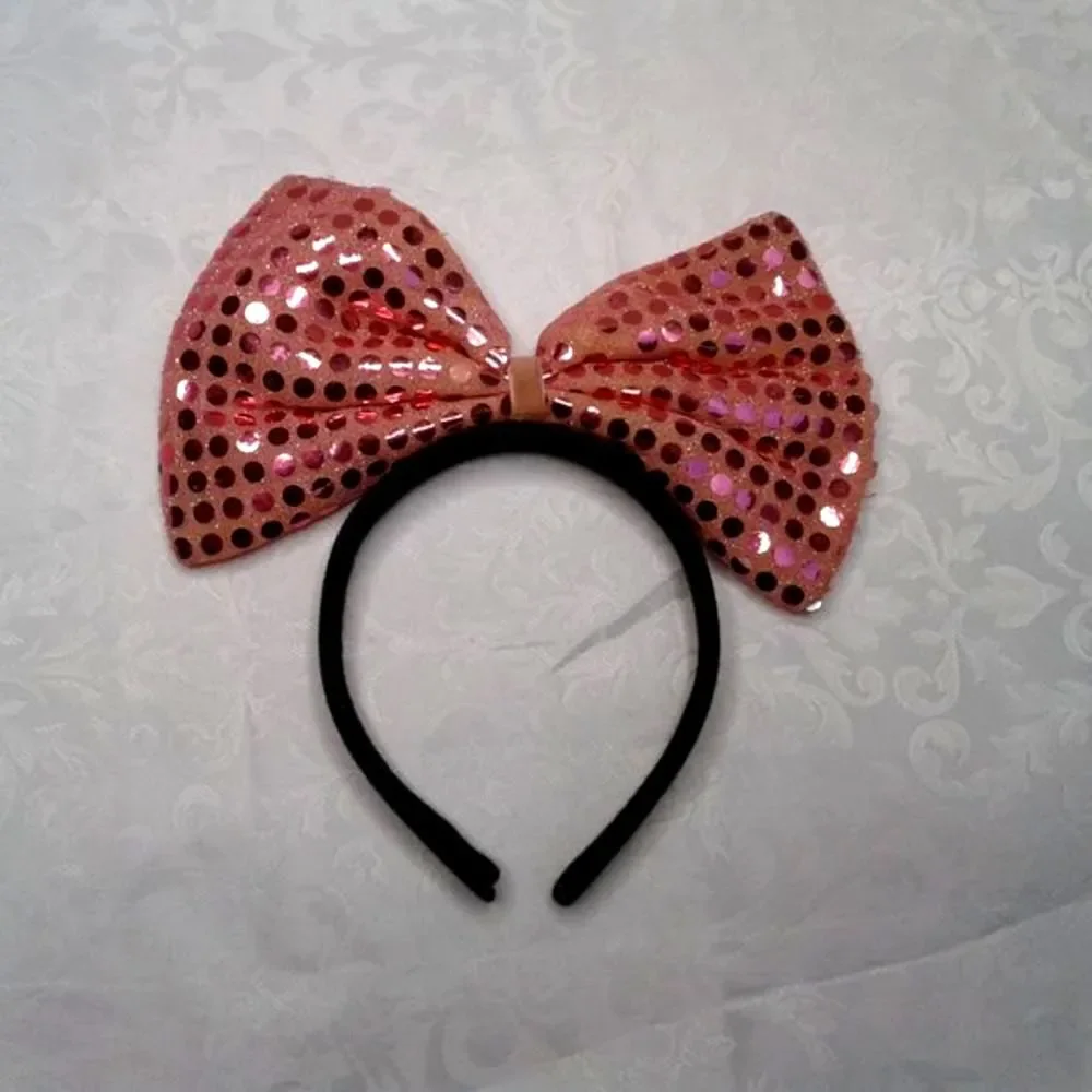 Minnie Mouse Bundle: Headband with Large Sequined Bow + Minnie Pink Pencil Case